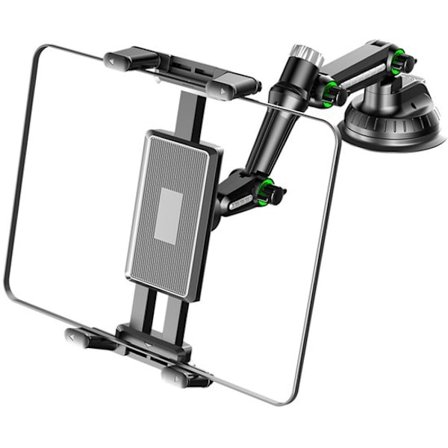 Bilholder, egnet til biler, instrumentbrætter, tablets, klemmer, sugekopper, passer til 4,7-9,7 tommer tablets og telefoner, 360-graders rotation.