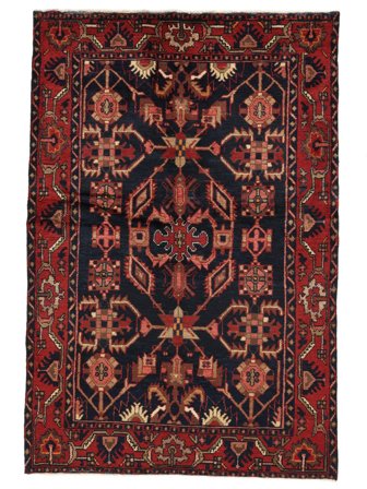 140X217 Tapis D'orient Hamadan Noir/Rouge Foncé (Laine, Perse/Iran)