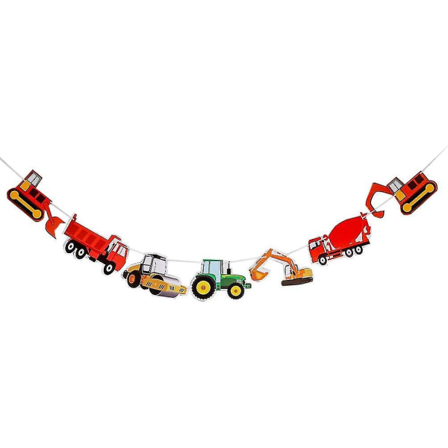 Konstruksjonsbursdagsbannere lastebilbil hengende vimpelgarland for barn gutter bursdagsfest