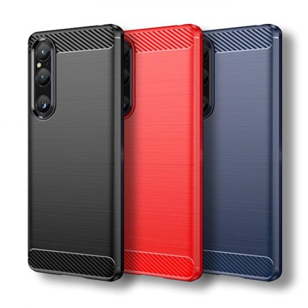 SKALO Sony Xperia 1 V Armor Carbon Stødsikker TPU-cover - Vælg farve