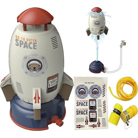 Raketti lelu, ulkona puutarha sprinkleri lelu, raketti sprinkleri kesä lelu | Vedenpaineen säätö lentokorkeus (harmaa)