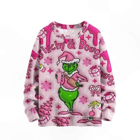 Morsom 3D Julegenser for Kvinner Vinter Strikket Langermet Genser Ferie Stygg Juletopp