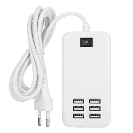 Opladeradapter 6 Port 30W USB Desktop Hurtig Opladningsstation Hub 100‐240VEU Stik