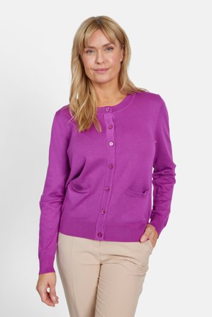 BRANDTEX - Langærmet Cardigan - Fuchsia Pink - Lommer