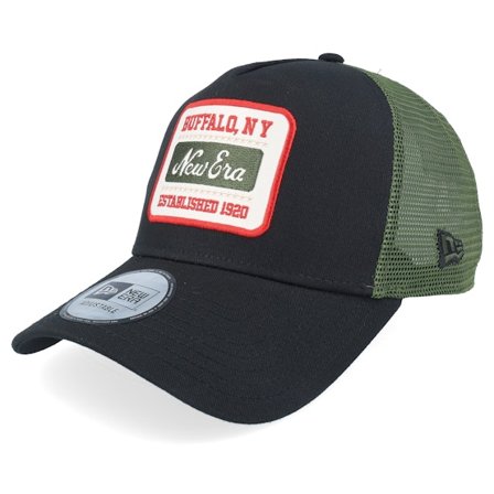 New Era - Verde trucker Cappellino - Patch Buffalo NY Black/Dark Green A-Frame Trucker @ Hatstore