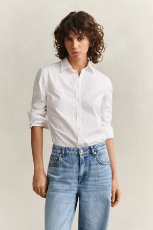 GANT Damen Slim Fit Popeline Bluse (44) Weiß