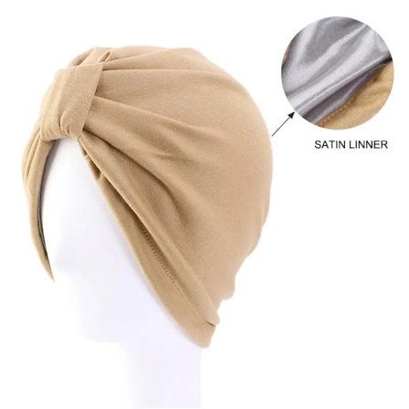 Turban med 2 lag hijabi sateng bomull flere farger