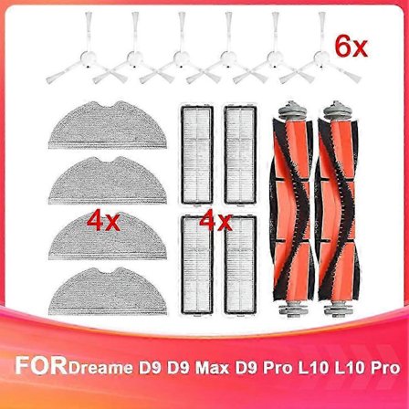 Reservedele til Dreame D9, D9 Max, D9 Pro, L10, L10 Pro Støvsuger, Hovedbørste, Sidebørste - XF33 -