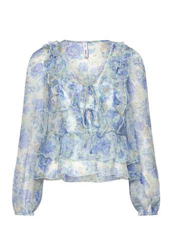 Floral Ruffled Blouse Blue Mango