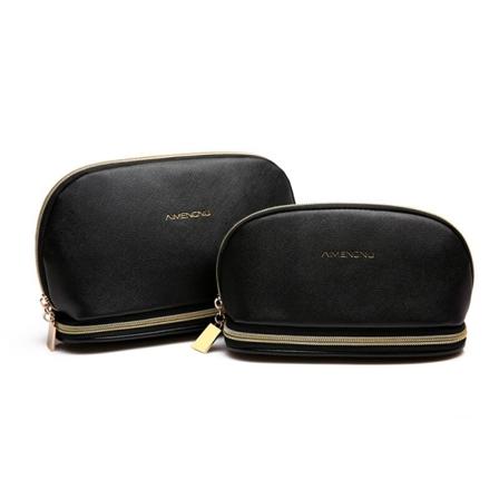 Dubbel blixtlås sminkpåse med stor kapacitet kosmetisk väska kvinnor