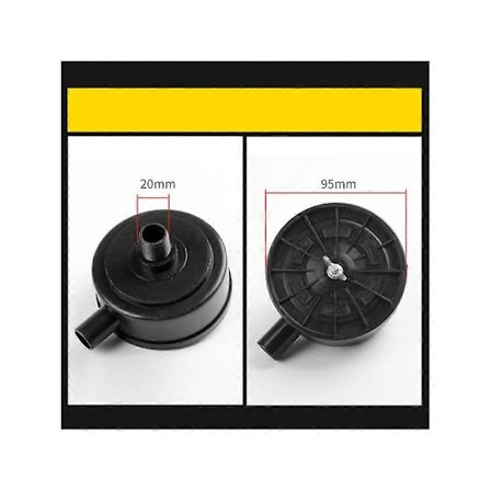 Luftkompressor Filter Filtrering Lyddæmper 20mm Han Gevind, Sort, 9.5cm