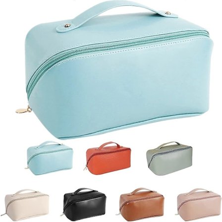 Kosmetiktaske med stor kapacitet, rejse-makeuptasker, bærbar rejse-kosmetiktaske, vandtæt organizer, multifunktionel toilettaske med guldfarvet lynlås