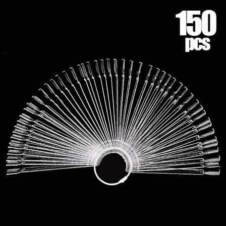 3 sæt med i alt 150 negletipper klare negleprøver pinde neglekunsttilbehør til neglelak og hjemme-DIY