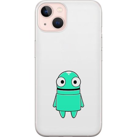 Kompatibel Mobilcover til Apple Apple iPhone 13 Turkis tegneseriefigur med store øjne og en glad personlighed i enkel illustration