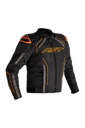 Tekstiljakke RST S-1 Motorsykkel Svart/Grå/Oransje M