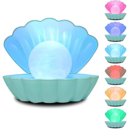 Musling Perle Strand Tema Natlys, RGB Farve Skiftende Humørlys, Sengelampe LED Musling Dekorationslys til Kontor, Hjemmefest Dekoration, Fødselsdag