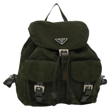 Prada Vintage Pre-owned Nylon Rugzaks , Groen , Dames , Maat: ONE Size Vintage Tassen