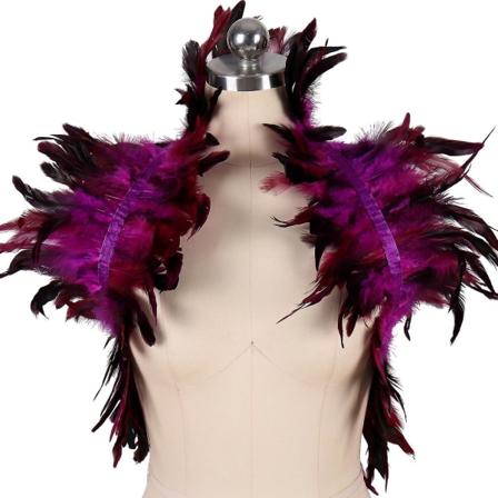 Hotrea! Sort Naturlig fjer skuldertræk sjal skulderomslag Cape Gothic krave Cosplay Party Body Cage Sele BH Bælte Fjer MLCN0041 Purpl Z MLCN0041 