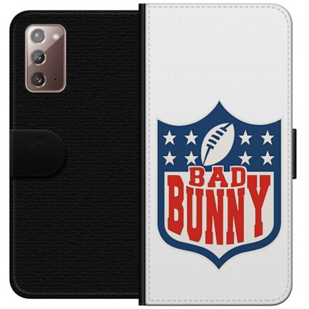 Kompatibelt Lommeboketui til Samsung Galaxy Note20 Bad Bunny rød grafisk plakat med portrett og typografi i latinamerikansk popdesign