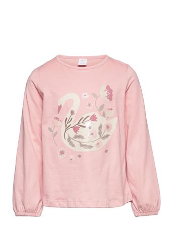 Top L S Swan Print W Sequinces Pink Lindex
