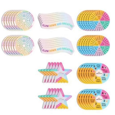 60 stk Rolige Strimler Angst Sensory Stickers, 5 Stilarter Rolige Strimler Rolige Klæbende Taktil Tekstur