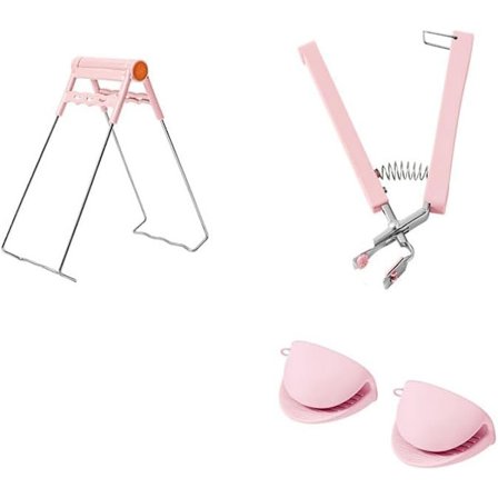 Kjøkken Hot Plate Gripper Hot Plate Gripper Bowl Gripper Clips Varmebestandig Silikon Matlaging Klype Votter Kjøkken Anti-Skolding Sett 4 PCS Rosa