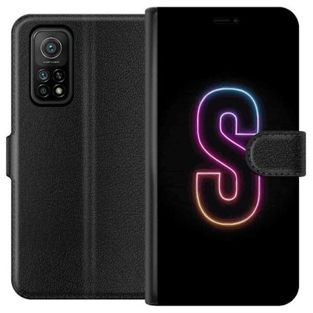 Kompatibel Tegnebogsetui til Xiaomi Xiaomi Mi 10T 5G Neonbogstav S i lyserød og blå toner mod en mørk baggrund, stilfuld bogstavkunst med retro-fut