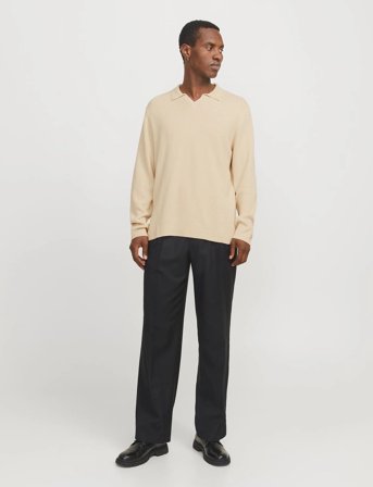 Jack & Jones Jprwason Knit Split Neck Styd Aw24 - Cream - L