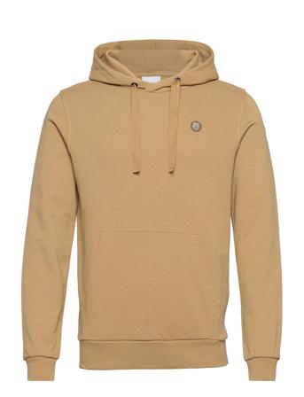 Elm Hood Basic Badge Sweat - Gots/V Beige Knowledge Cotton Apparel