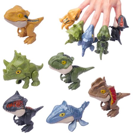 6 stk. bidende finger dinosaur legetøj Snap & Squad samleobjekter til udstilling, leg og snap på figur nyhed kreativt teater dukke dyr hånd dukke 