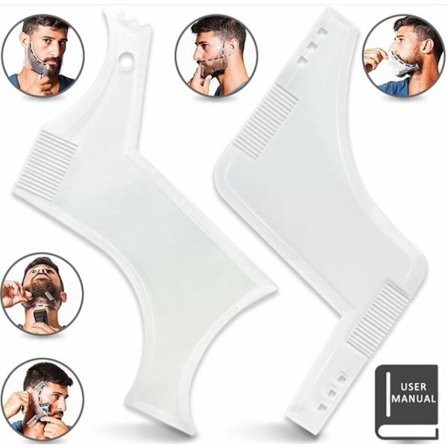Hvid 4 stk. Beard Shaper Man Beard Shaping Tool Transparent Skabelon Styling Kam Skabelon til Overskæg Gedebuk Ingrediens, Perfekt gave til