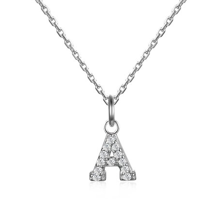 AZ 26 Bokstäver Äkta Sterling Silver Hängsmycke Halsband för Kvinnor Kedja Smycken 925 Glänsande Cubic Zirconia Älskare Bekännelser Gåvor