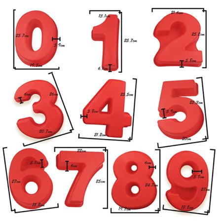 10 tommer 3d store silikone tal kageforme. Diy bage kageform. Fødselsdag-9 stk.