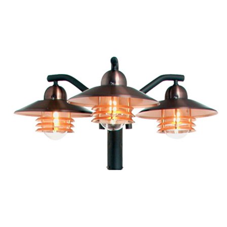 Westal Tellus III Stolpearmatur 300 x 300 x 750 mm, E27 Kobber, klart glass, Belysning