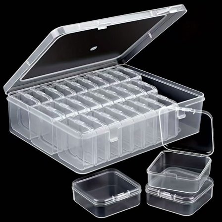 Oppbevaringsboks for nano-perler, tilbehør, diamantperler, transparent organizer for smykker, neglekunst og tilbehør, plastlomme. 50 små bokser