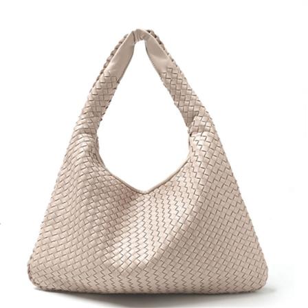 Vävd enfärgad handväska, enkel ryggsäck med stor kapacitet, Khaki