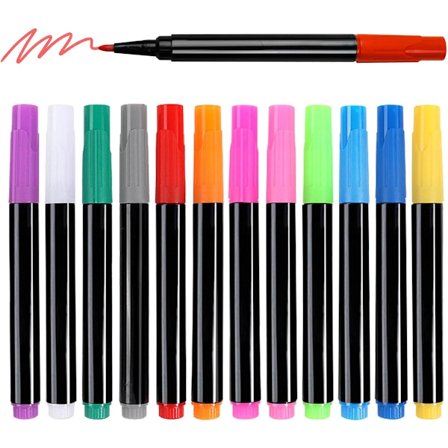 12 Farge Markeringspenner - For LED-tavler med Farger - Fluorescerende Blekkdesign