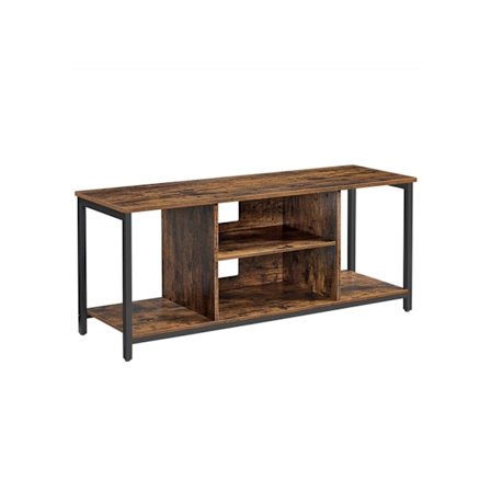 Rootz Vintage ruskea-musta TV-hylly - Viihdeteline - Mediakonsoli - Lastulevy ja teräs - 120cm x 40cm x 50cm - Suurin kuormitus 40kg - Helppo koota