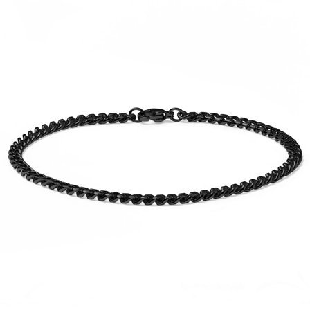 Pulsera de cadena negra de 4 mm para hombres - Pulseras de acero