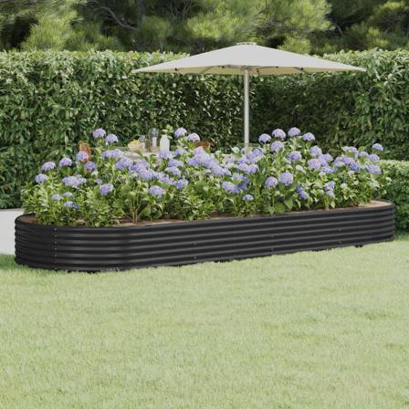 Vidaxl Odlingslåda Pulverlackerat Stål 373x140x36 Cm Antracit Antracit