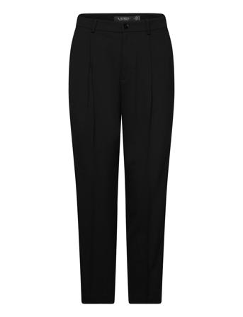 Satin-Stripe Wool Crepe Straight Pant Black Lauren Ralph Lauren