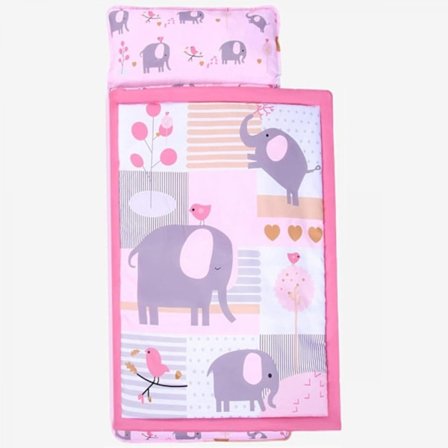 Rosa barnmatta för tupplurar med viktfilt och kudde - 125 cm L x 50 cm B