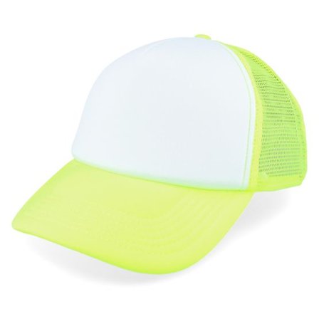 Beechfield - Vit trucker Keps - Fluorescent Yellow/White Vintage Trucker Foam @ Hatstore
