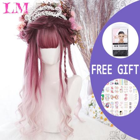 Lång Ombre färgglad syntetisk cosplay Lolita Harajuku peruk med B #4 #24