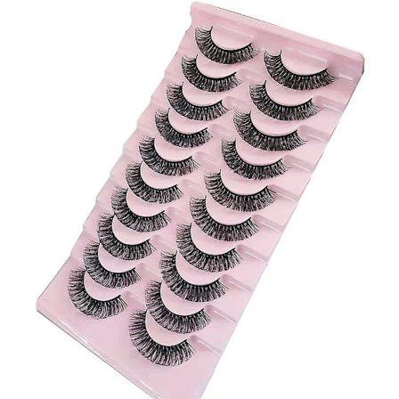 10 par ryska remsor fransar naturliga tunna 3d tjocka falska ögonfransar