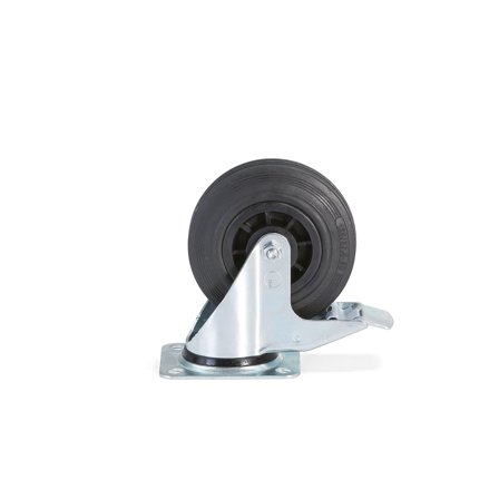 Lenkrolle feststellbar, 125 x 38 mm, TK 100 kg, Massivgummi