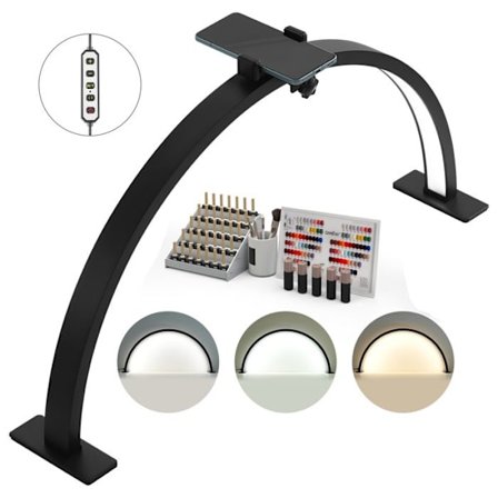 Skrivbordslampa för naglar-Duoku-30W-halvmåne franslampa med justerbar ljusstyrka och färgtemperature