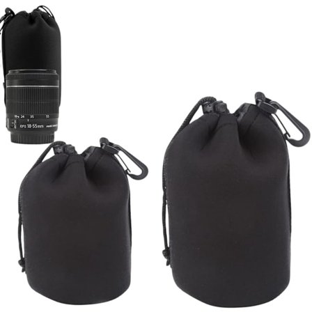 To-pakning kameralinseposer, tilgjengelig i to størrelser med snøring vanntette linser (14X9cm/10X18cm).