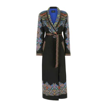 Etro Belted Kappa svart, Dam Ullkappor, Dam, Storlek: 2XS