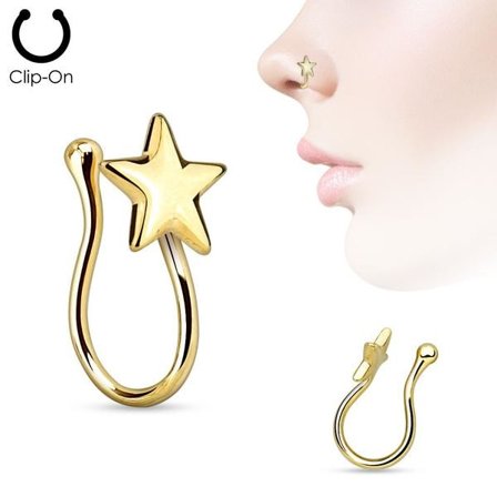 Clip On Guldpläterad Stjärnformad "fake" näspiercing